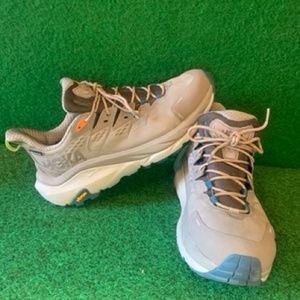 Hoka Kaha 2 GTX Low Hiking Boots Waterproof Gore Tex Sharkskin/Blue Corral